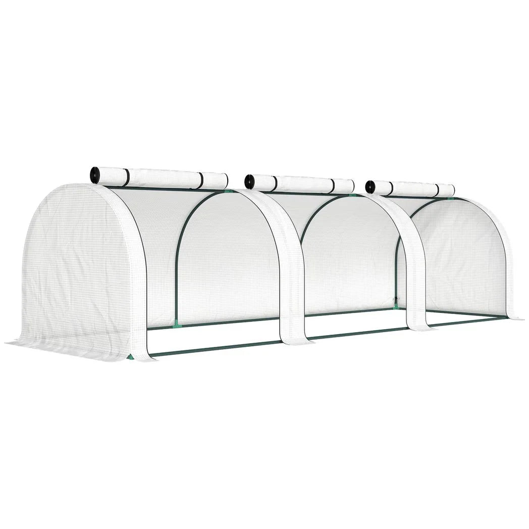 Outsunny 295  x 100 cm Low Tunnel Greenhouse - White
