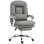 Ergonomic Executive Office Chair, Reclining Desk Chair with Lumbar Support, Footrest, Plush Thick Cushion, Grey