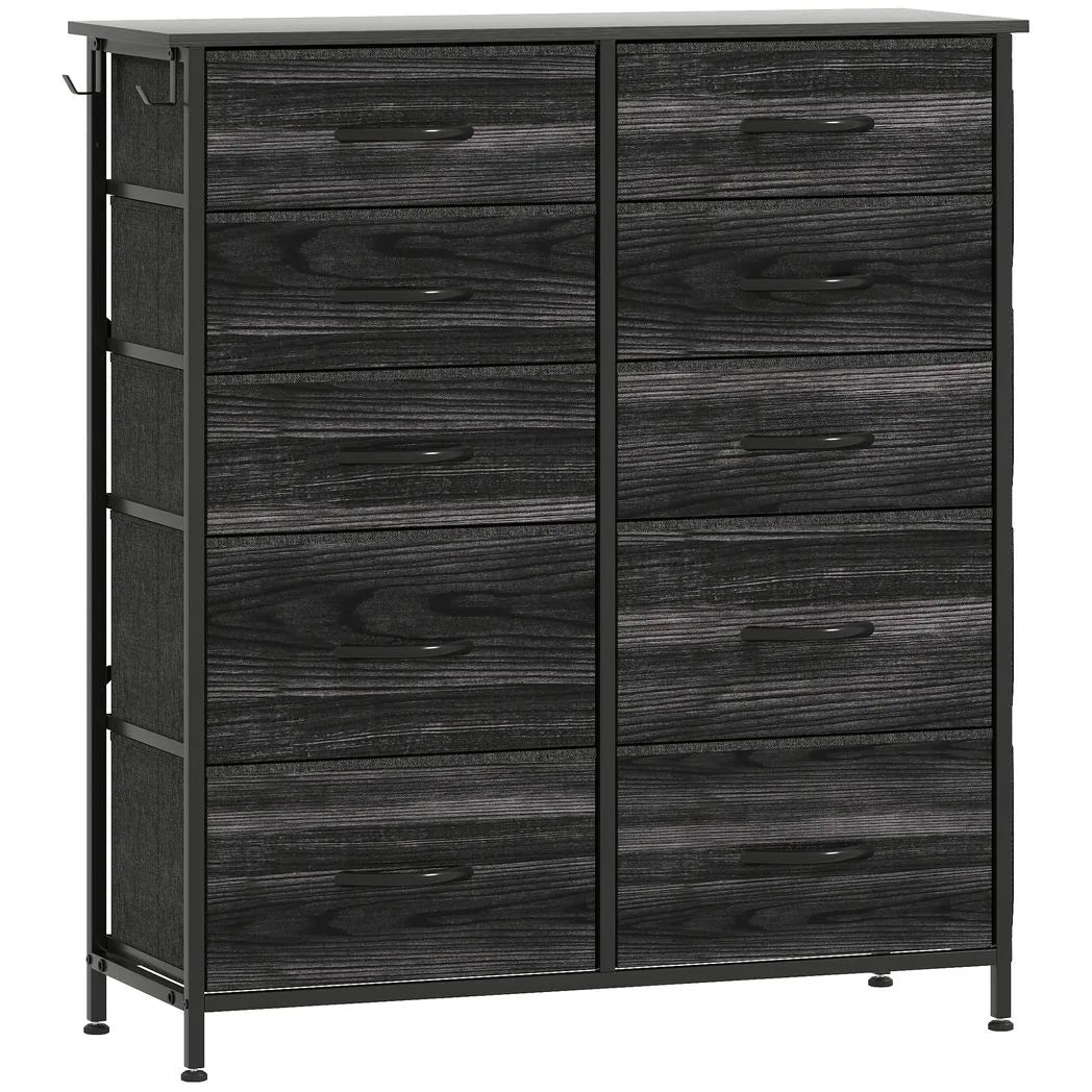 Chest of Ten Fabric Drawers - Black