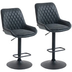 Set of Two Faux Leather Retro Bar Stools - Black