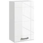 kleankin Bathroom Wall Cabinet, High Gloss Bathroom Storage Cabinet with Soft-Close Door, 3 Shelves, Adjustable Shelf, White