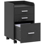 3 Drawer Filing Cabinet, Rolling File Cabinet with Edged Top for Letter, A4 Size, Hanging File Folders, Black
