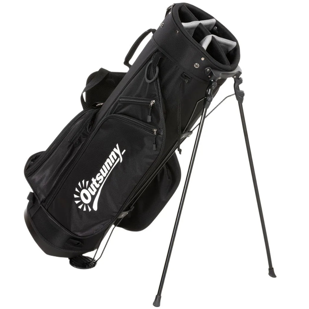 Outsunny Golf Stand Bag 6 Way Full-Length Dividers, Waterproof Golf Bag with 5 Pockets, Grey