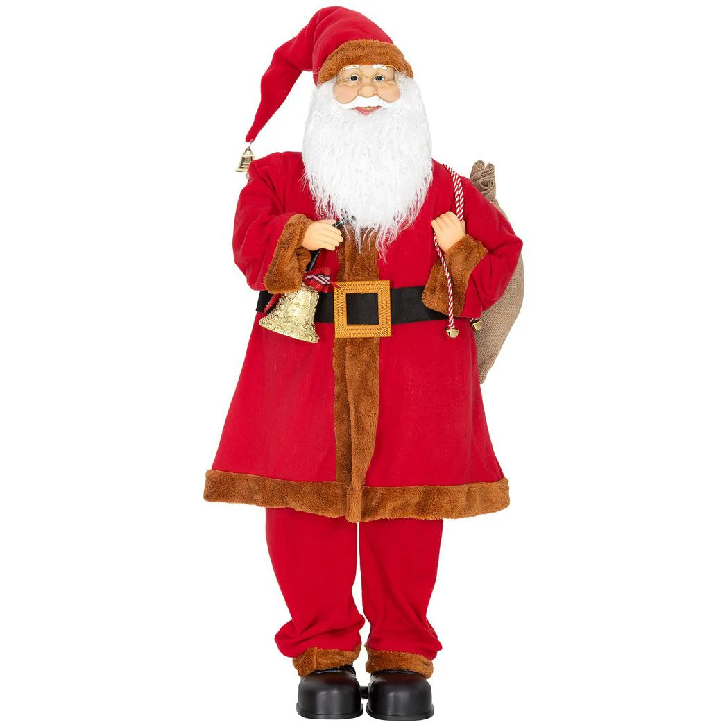 4ft Singing Santa Claus Figure with with Waving Head- Red