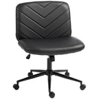 HOMCOM Home Office Desk Chair Height Adjustable Swivel Chair Cross Legged Wide Seat Swivel Wheels Black