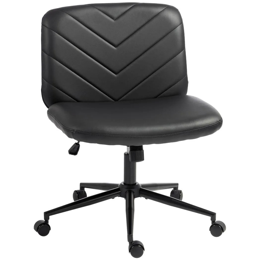 HOMCOM Home Office Desk Chair Height Adjustable Swivel Chair Cross Legged Wide Seat Swivel Wheels Black