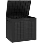 Outsunny 97L Plastic Garden Storage Box, Outdoor Storage Box with Handles, Waterproof Outdoor Storage Container, Black