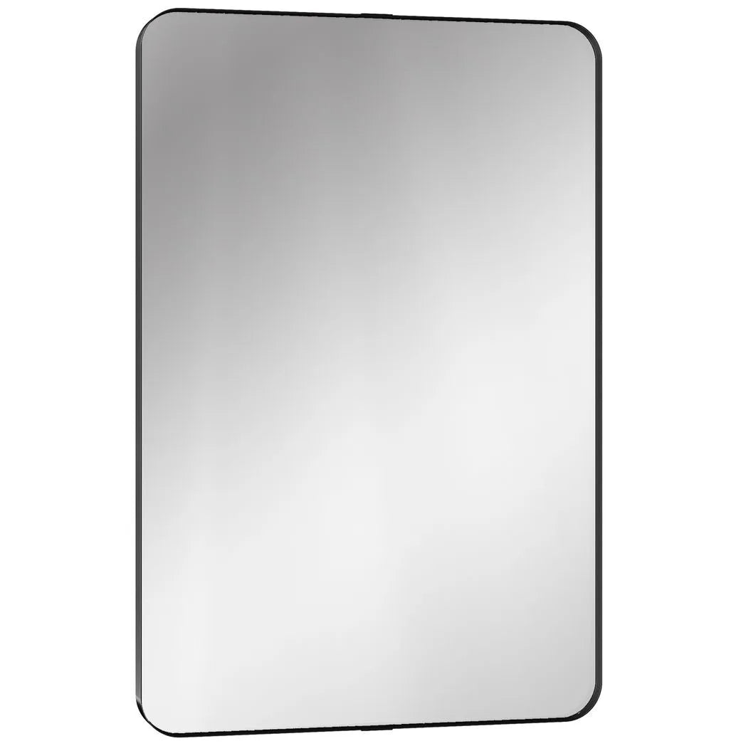 Rectangular Wall Mirror, 90 x 60 cm Wall Mounted Bathroom Mirror with Aluminium Alloy Frame and Tempered Glass, Black