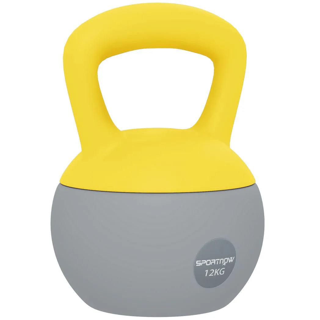 SPORTNOW 12KG Soft Kettlebell, Kettlebell with Non-Slip Handle for Home Gym, Weight Lifting, Strength Training, Yellow/Grey