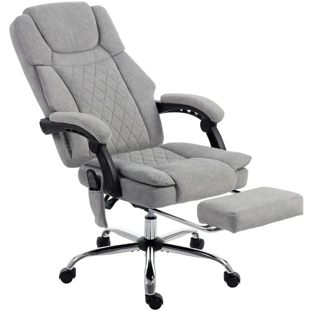 HOMCOM Office Chair with 6-Point Vibration Massage and Heat, Executive Computer Desk Chair with High Back, Reclining, Grey