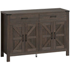 Kitchen Cupboard, Sideboard with 4 Doors, 2 Drawers and 2 Adjustable Shelves for Dining Room, Dark Brown
