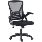 Office Chair, Mesh Desk Chair with Flip-up Armrests, Lumbar Support, Adjustable Height, Black