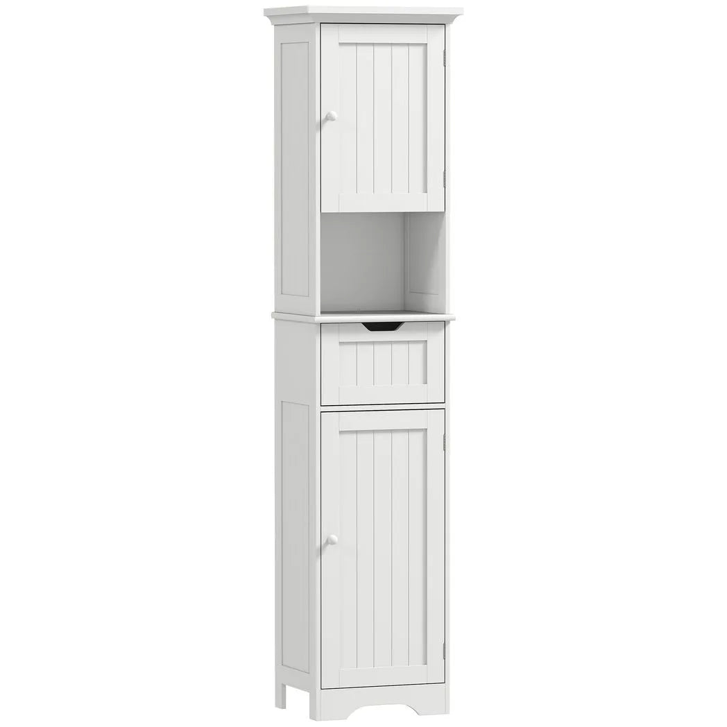 Slim Bathroom Storage Cabinet, with Sensor Lights - White