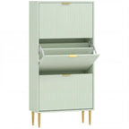 Elegant Three-Drawer Shoe Cabinet - Light Green