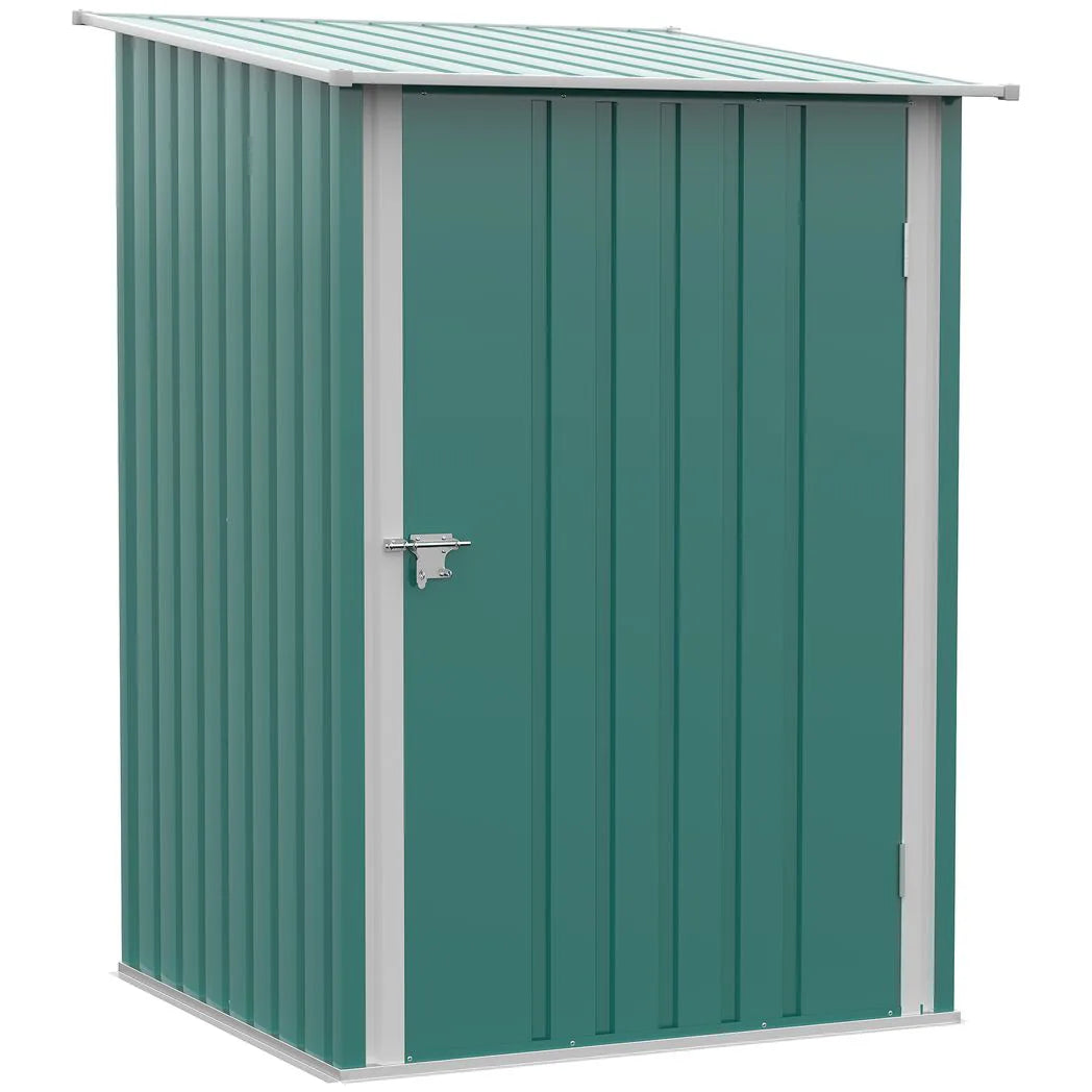 Outsunny 3.3 x 3.4ft Lean To Steel Garden Shed, with Locking Door - Green
