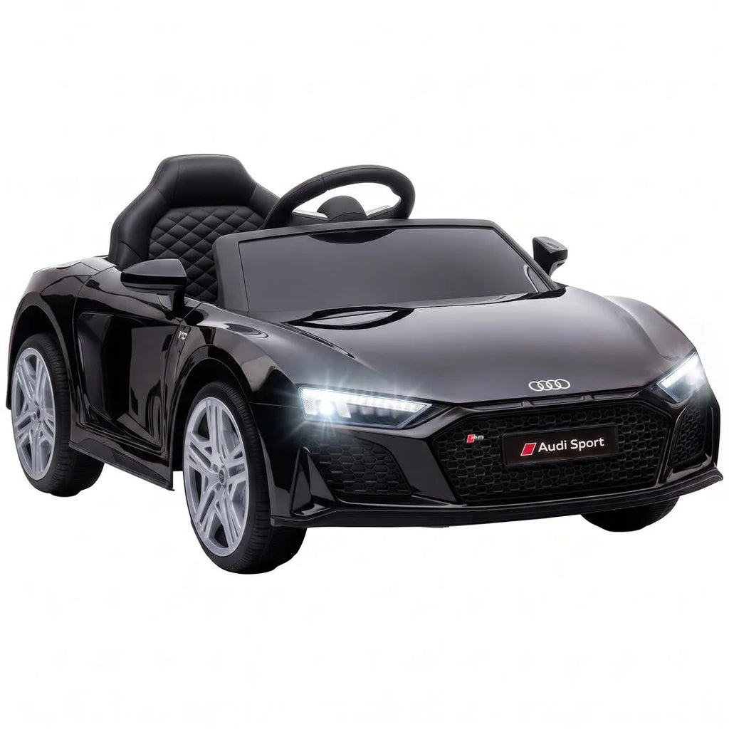 AIYAPLAY Licensed Audi R8 Spyder 12V Electric Car for Kids with Remote Control, Dual Motors, Rear Suspension, Soft Start, Black