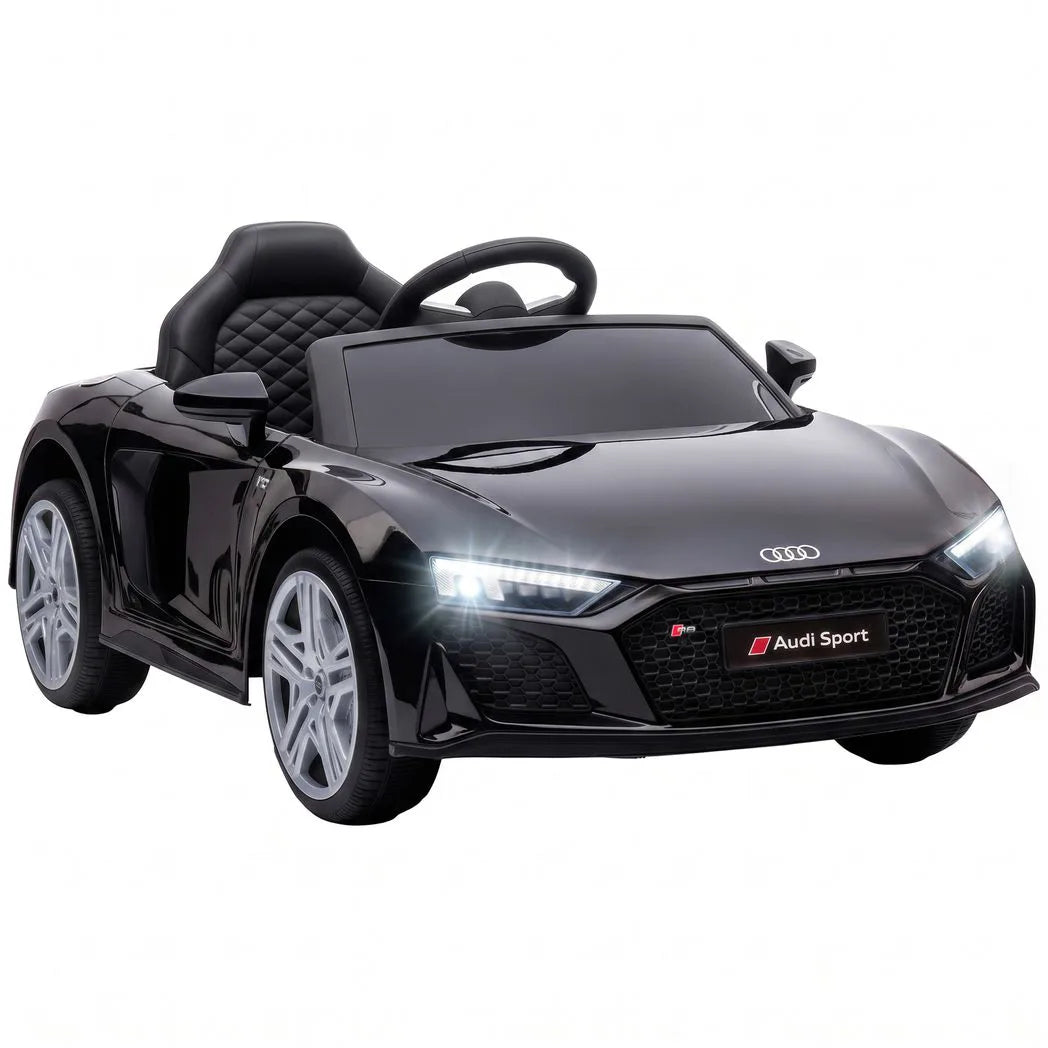 AIYAPLAY Licensed Audi R8 Spyder 12V Electric Car for Kids with Remote Control, Dual Motors, Rear Suspension, Soft Start, Black