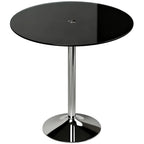 Round Bar Table, Modern Dining Table with Tempered Glass Top and Steel Frame for 4, 70 x 70 x 75.5cm, Black