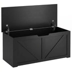 127L Home Storage Box, with Safety Hinges - Black Wood-Effect