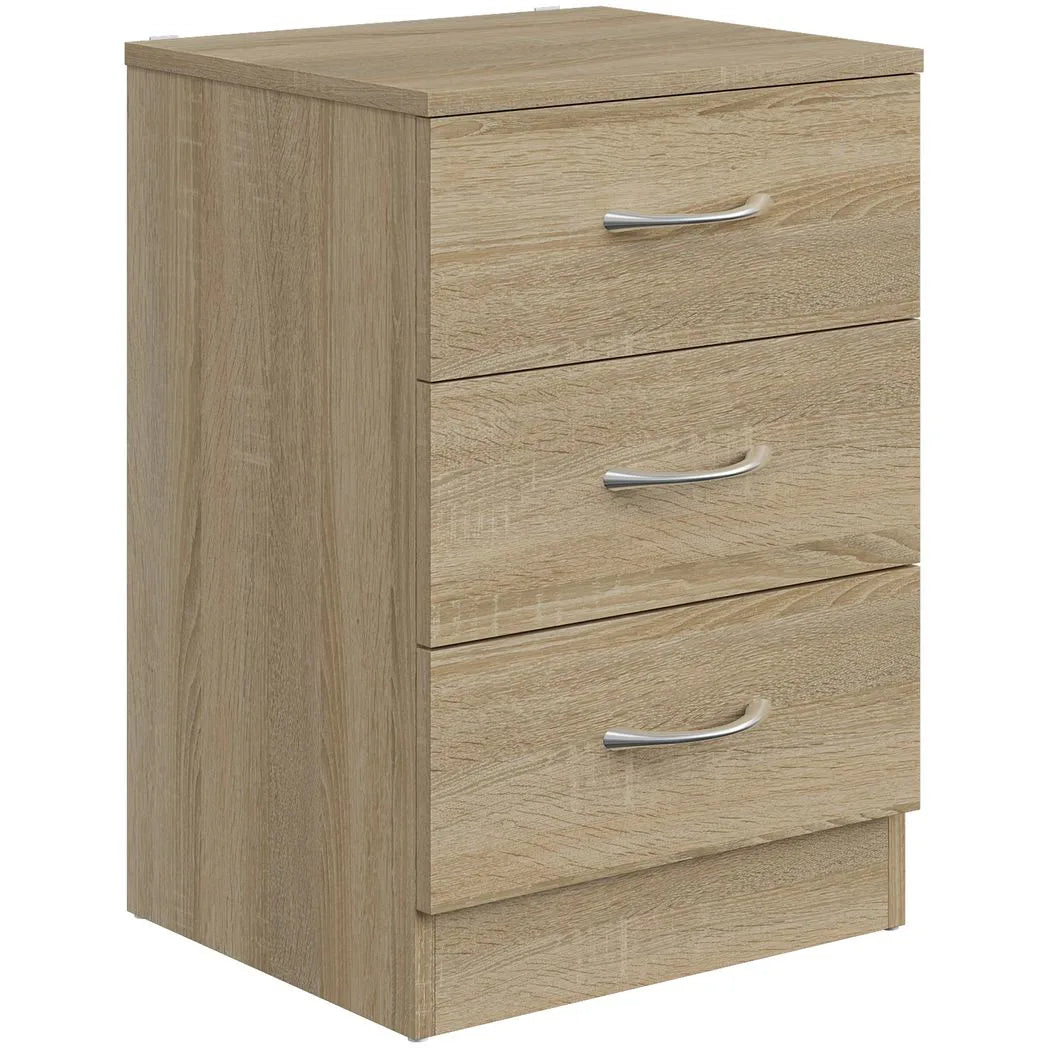 Three-Drawer Simple Bedside Table - Oak