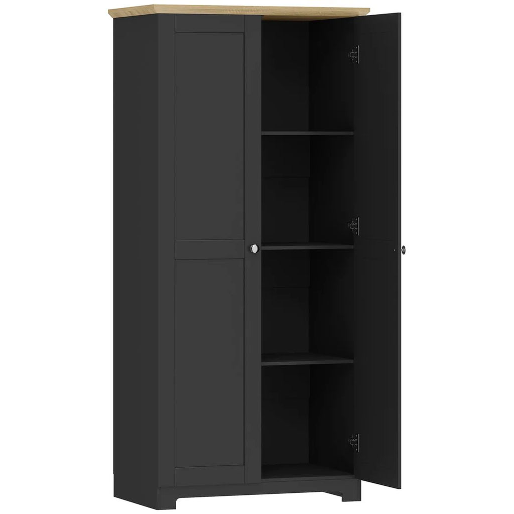 Kitchen Cupboard, 172cm Freestanding Storage Cabinet with Doors and Shelves, Black
