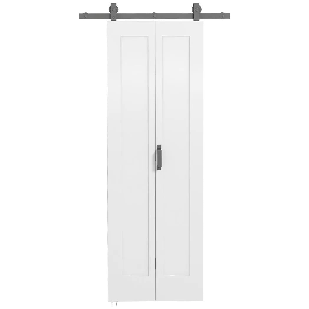 Slide Door, 70cm Modern Sliding Door Set Kit with Steel Rail, White