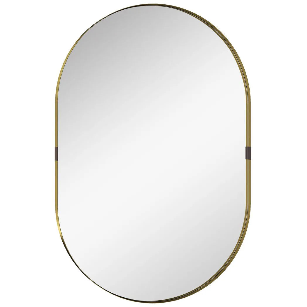 Wall Mirror, Bathroom Mirror with Elevated Aluminium Alloy Frame, 60 x 90 cm, Gold Tone