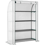 Outsunny Mini Greenhouse with Reinforced PE Cover, Portable Indoor Outdoor Green House with Roll-up Door, 170 x 120 x 50cm, White