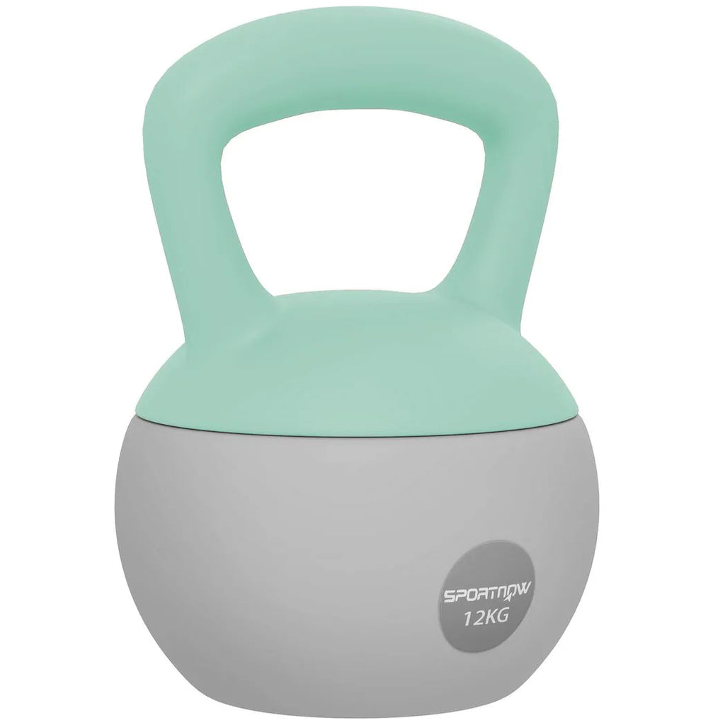 SPORTNOW 12KG Soft Kettlebell, Kettlebell with Non-Slip Handle for Home Gym, Weight Lifting, Strength Training, Green/Grey