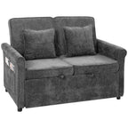 2 Seater Sofa Bed 3-in-1 Convertible Chenille Pull Out Sleeper Sofa with 5-Position Adjustable Backrest, Grey