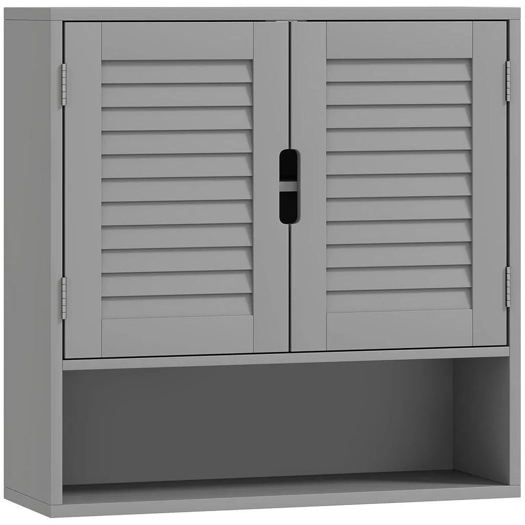 Bathroom Cabinet, Wall Mounted Storage Cabinet with Adjustable Shelves, 60 x 20 x 60 cm, Grey
