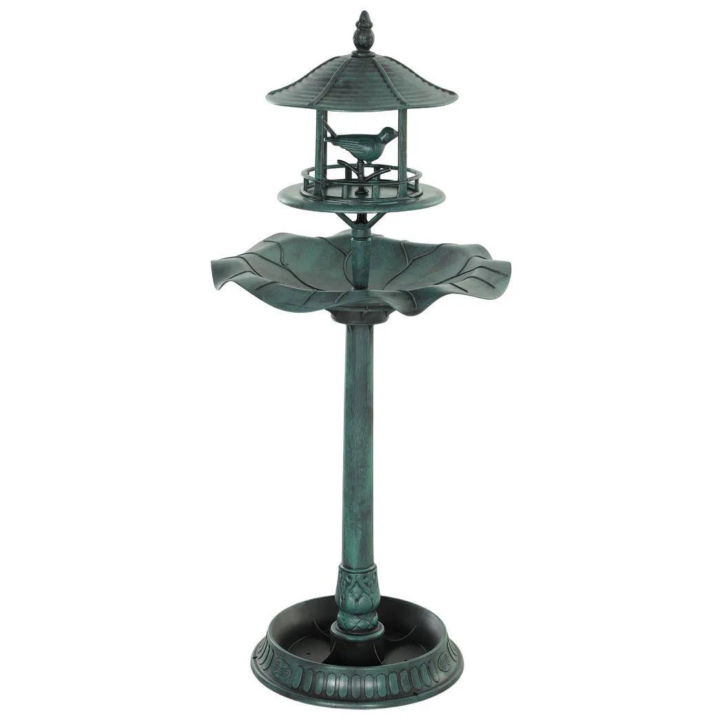 Outsunny 3-in-1 Garden Bird Bath, Freestanding Birdbath with Large Water Basin, Underneath Flower Planter, F50 x 113 cm, Green