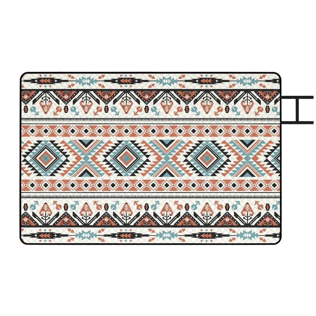 Outsunny Picnic Blanket, 300x200CM Large Beach Blanket Outdoor Picnic Mat with Integrated Strap for Camping, Mix-Colour
