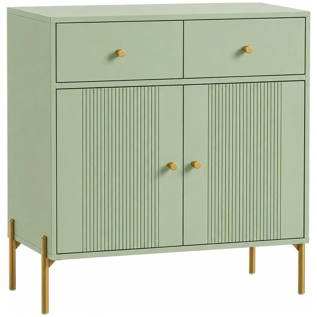 Modern Sideboard, Sideboard Storage Cabinet with 2 Drawers and Adjustable Shelf for Living Room, Light Green