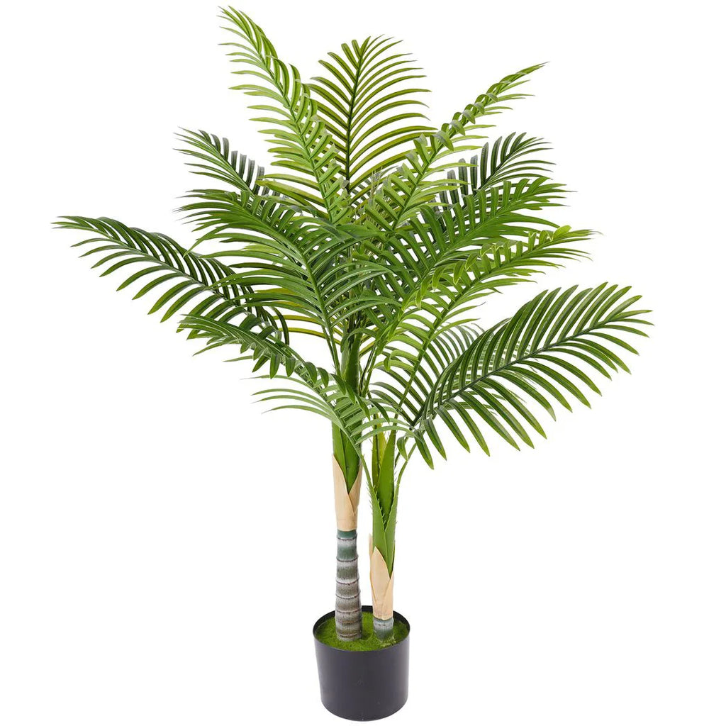 Artificial Palm Tree with 14 PEVA Leaves, 120cm Decorative Artificial Plant with Pot and Moss Effect, Green