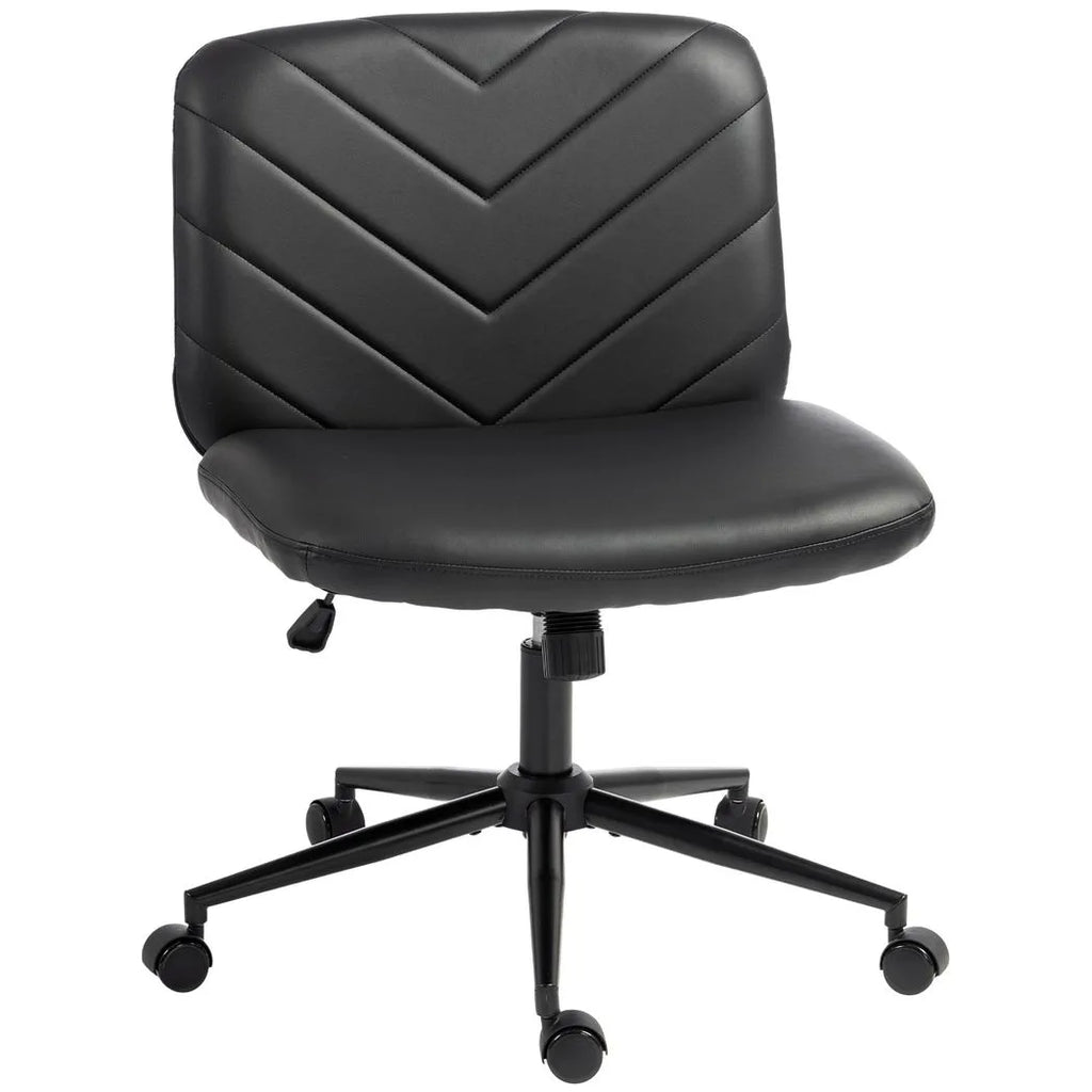 HOMCOM Home Office Desk Chair Height Adjustable Swivel Chair Cross Legged Wide Seat Swivel Wheels Black