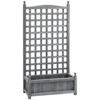 Outsunny Garden Planters with Trellis for Climbing Vines, Wood Raised Beds for Garden, Flower Pot, Indoor Outdoor, Grey