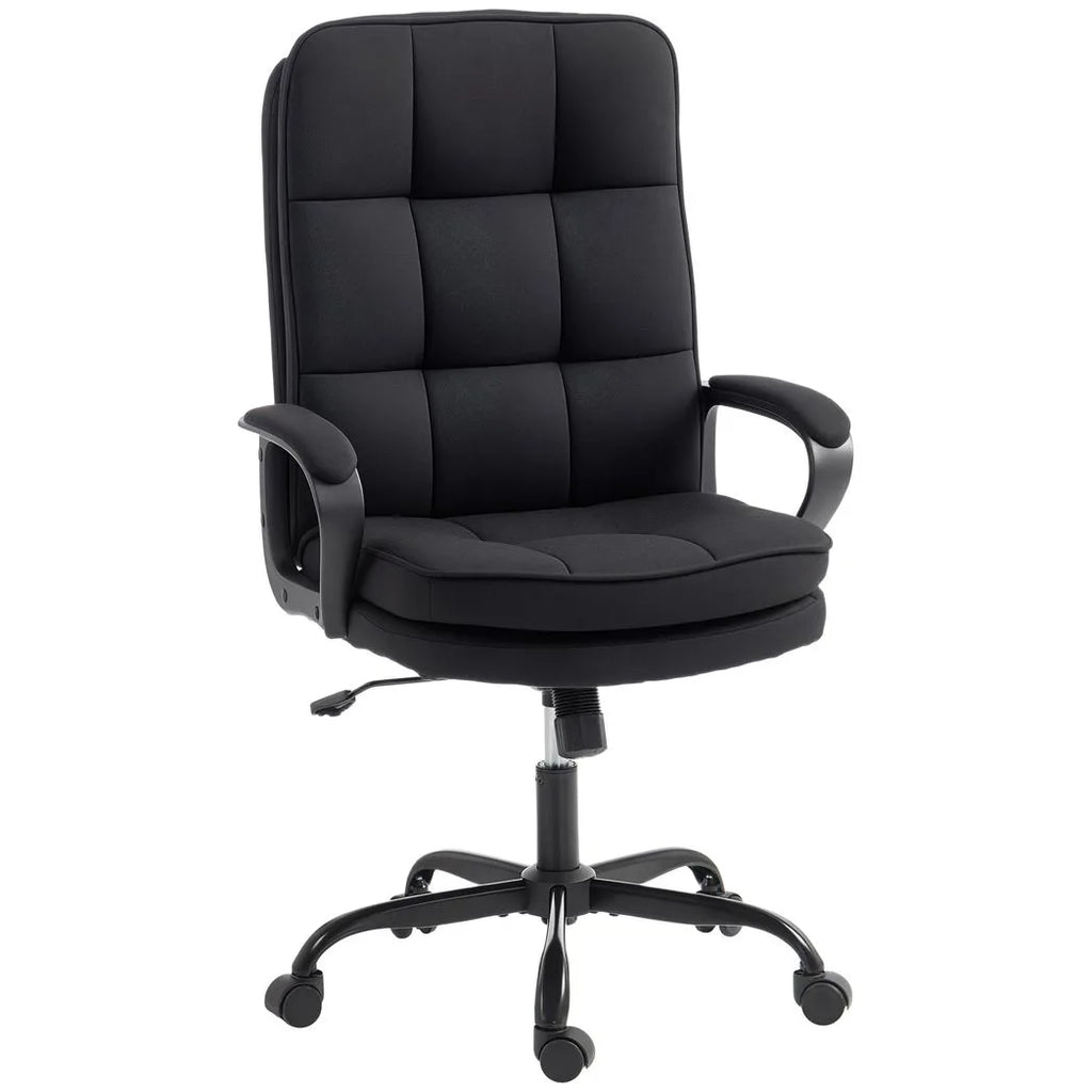 Double Padded Linen-Look Office Chair - Black