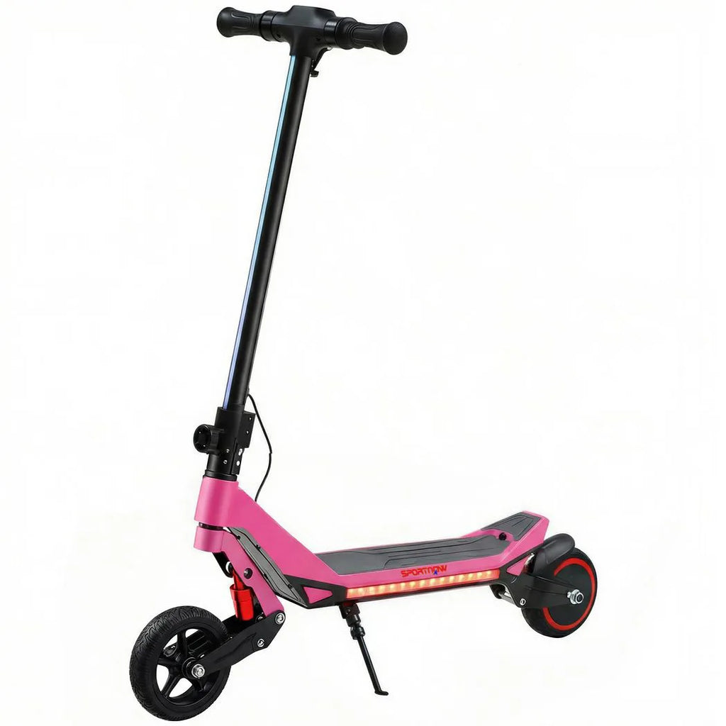 SPORTNOW Electric Scooter for Kids, Foldable E Scooter for Age Age 6 with LED Display, RGB lights, Up to 16km/h, Pink