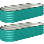 Outsunny Set of Two 150 x 60cm Steel Planters - Green