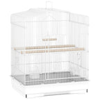PawHut Large Metal Bird Cage with Perches, Food Bowls, Swing, for Budgies, Parakeets, White