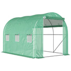 Outsunny 296 x 196cm Steel Frame Polytunnel Greenhouse - Green