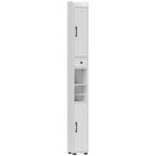 Tall Bathroom Cabinet, Farmhouse Slim Bathroom Storage Cabinet with Barn Doors, Toilet Paper Roll Holder, Drawer and Adjustable Shelves, Narrow Bathroom Storage Unit, 20 x 20 x 185cm, White