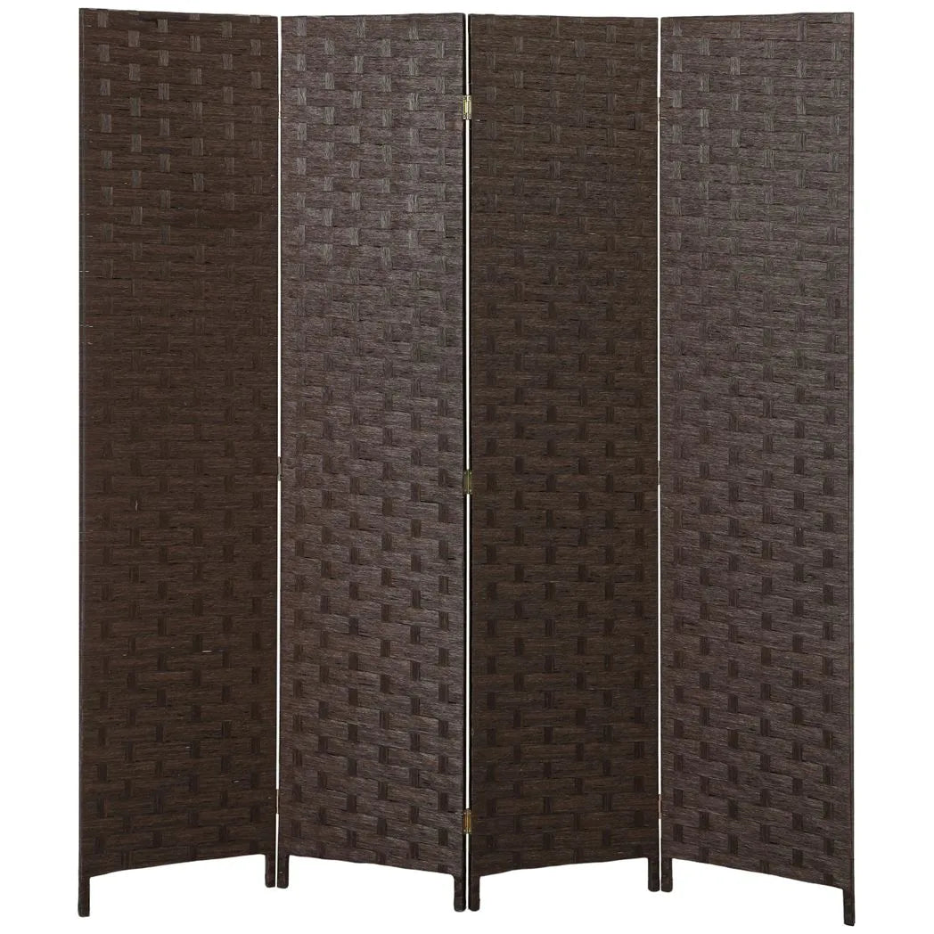 Wave Fibre Freestanding Folding Privacy Screen Panels, Room Divider, Dark Brown