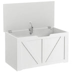 100L Home Storage Box, with Safety Hinge - White Wood-Effect