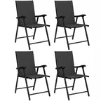 Outsunny Folding Garden Chairs Set of 4, Foldable Garden Dining Chairs with High Back, Armrests, Texteline Seat, Black
