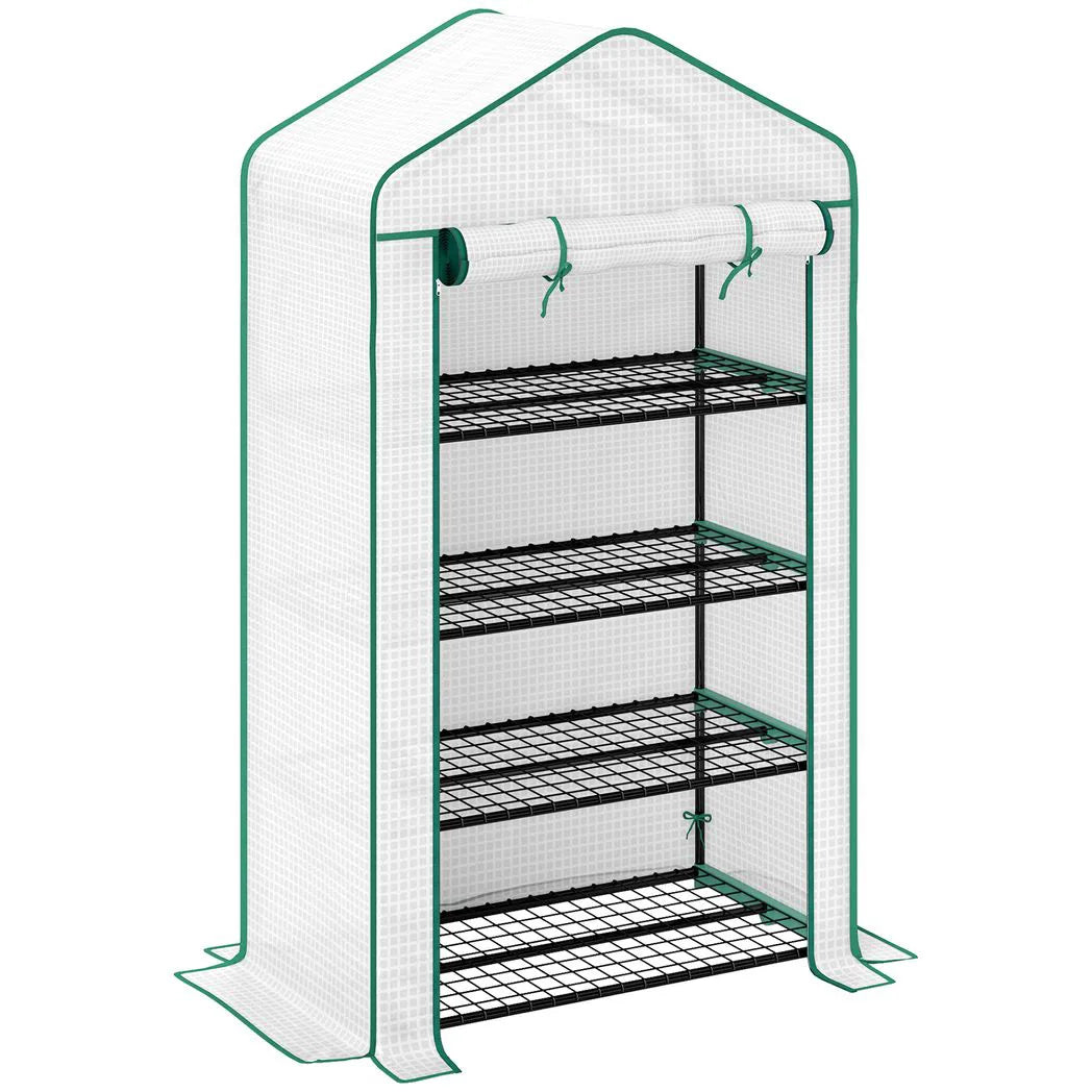 Outsunny Four-Tier Mini Greenhouse, with Reinforced Plastic Cover