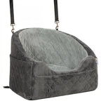 PawHut Dog Car Seat, Detachable Washable Dog Booster Seat with Thick Cushion, Seat Belt, Pockets for Small Under 10kg, Grey