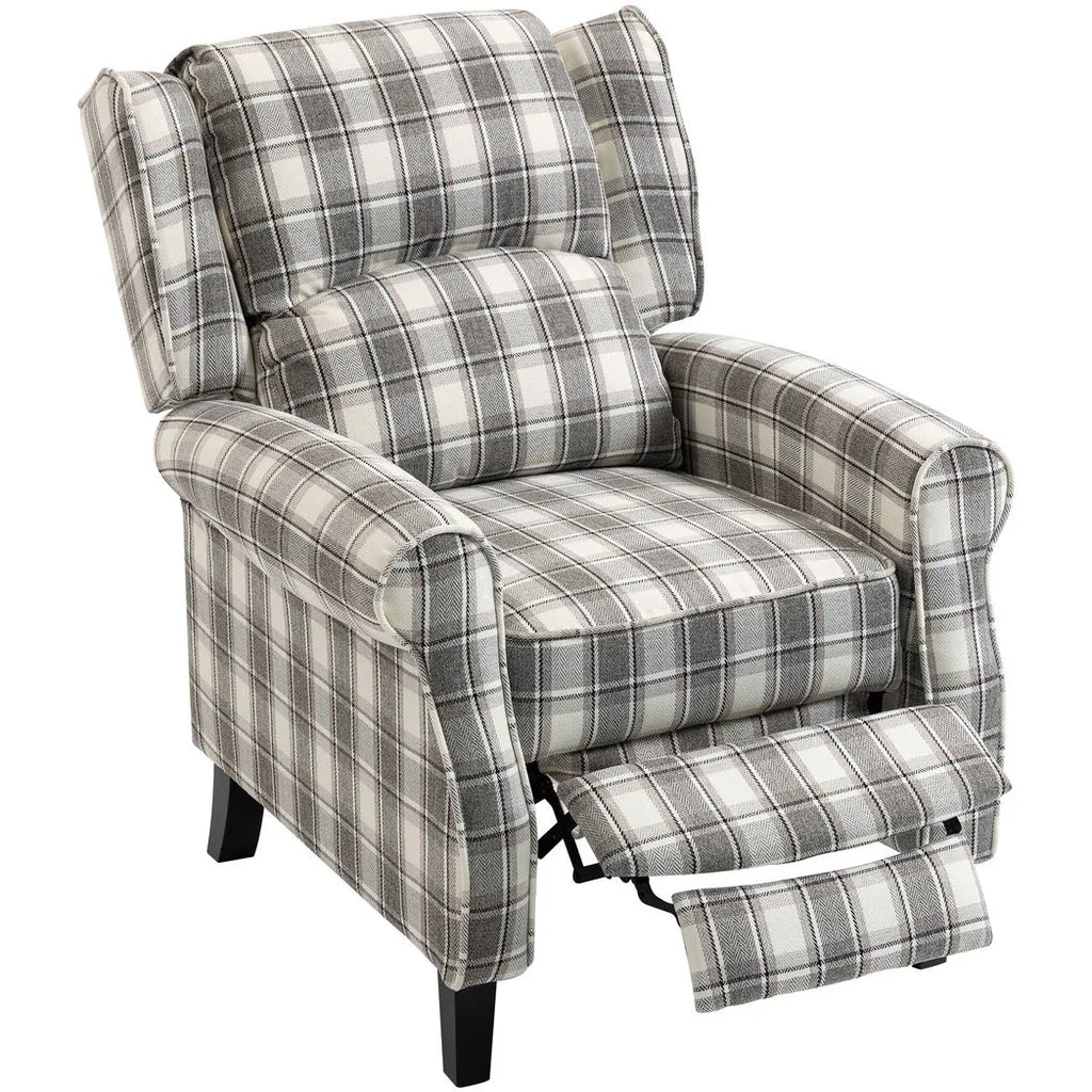 160° Reclining Armchair, with Footrest - Grey and White
