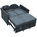 2 Seater Sofa Bed 3-in-1 Convertible Chenille Pull Out Sleeper Sofa with 5-Position Adjustable Backrest, Dark Blue